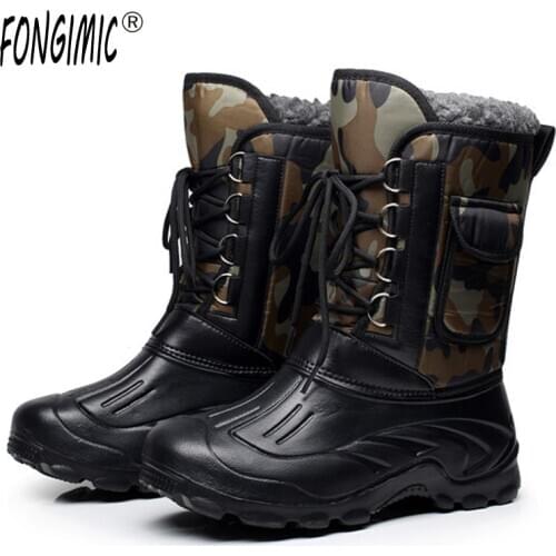 ARCTIC TRACKS Brand Autumn Winter Warm Men Fashion Snow Boots Military Fishing Skiing Waterproof Simple Casual Mid-calf Shoes