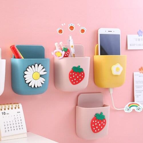 Phone Charging Brackets Wall Mount Cell Remote Control Stand Storage Organizer Box Holder Bathroom Shelf Kitchen Accessories