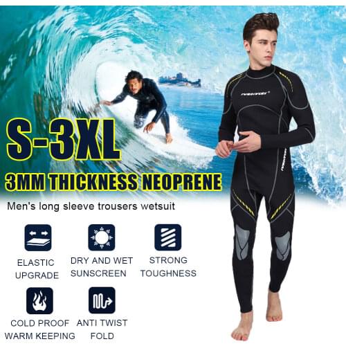 Premium Neoprene Wetsuit 3mm Men Scuba Diving Thermal Winter Warm Wetsuits Full Suit Swimming Surfing Kayaking Equipment Black