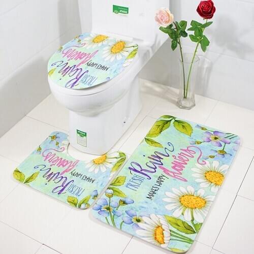 Rain Shower Bathroom Non-Slip Mat 3-Piece Carpet Household Decoration Toilet Non-Slip CARPET 3D Dropship Bathroom Carpet