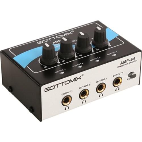 Newest Gottomix AMP-S4 Professional 4-channel Headphone Amplifier Headphone Split Headphone Splitter Amp For Recording Studio
