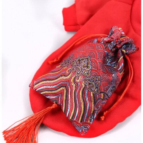 New Hot Chinese New Year Style Pets Cloth Red Pullover with Lucky Bag Chinese Style Sweater for Cat and Dog SMR88