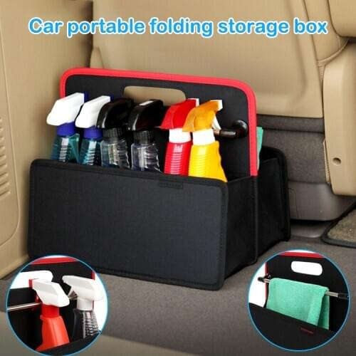 Car Trunk Organizer Box Portable Folding Storage Box Bring Handle Dust-Proof Simple Car Accessories Interior Car Styling