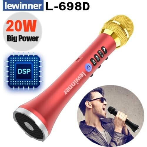 Lewinner L-698D professional 20W portable wireless Carpool Bluetooth karaoke microphone speaker with big power for Sing/Meeting