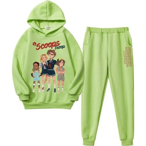 Stranger Things Cartoon Print Casual Sports Suit Boy and Girl Hooded Sweater Suit Toddler Girl Fall Clothes 2020 Boy Clothes