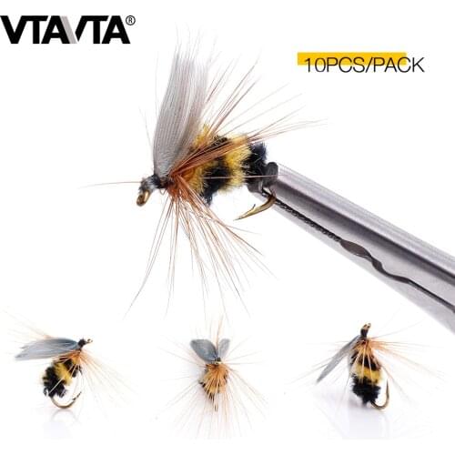 VTAVTA 10pcs/Lot 10# Lifelike Floating Bee Fly Fishing Lure Material For Trout Wobblers Artificial Bait Fly Fishing Flies Insect