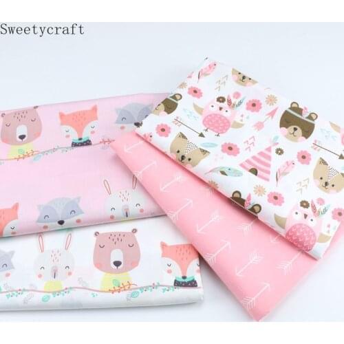 Cartoon Bear Printed Twill Fabric Cotton By Half Meter For Sewing Children Dress Bed Sheet Patchwork Cloth hometextile 160x50cm