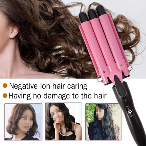 Triple Curling Iron Waver Ceramic Hair Curler Perm Splint Hair Styler Wand 3 Barrels Hair Curlers Rollers Large Hair Corrugation