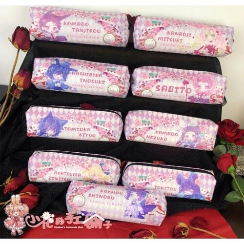 Anime Demon Slayer Kimetsu no Yaiba Kamado Tanjirou Nezuko Pen Bag Cosplay Student Pencil Case Storage Bag Stationery