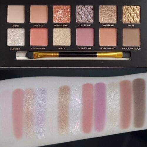 HUDAMOJI 12 Colors Gorgeous Eye Shadow Waterproof Highlight Long-lasting Earth Color Glitter Pearl Matte Eyeshadow Makeup TSLM2