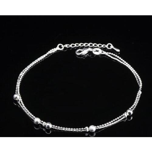 Hot Sale 925 Sterling Silver Vintage Anklet Simple Beaded Designed for Ladies anklet Charms Jewelry Chritmas