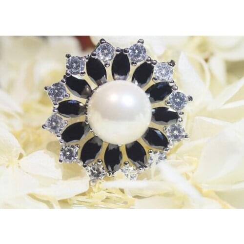 High-grade zircon crystal shell pearl rhinestone buttons coat dress black and white buttons