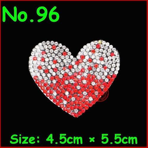 1 Pcs/Lot Red Heart Hot Fix Iron On Rhinestone Motif Iron On Crystal Patches For Women Wedding Dress Kids Clothes DIY Garment