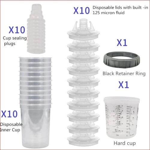 10pcs Spray gun Paint Mixing Cup PPS Type H/O Quick Cup, spray gun tank pps tank 165/400/600ml pps Disposable paint cup