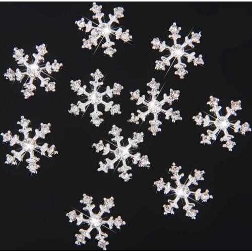 10x Crystal Snowflake Buttons Flatback Embellishments DIY Art Craft 14mm