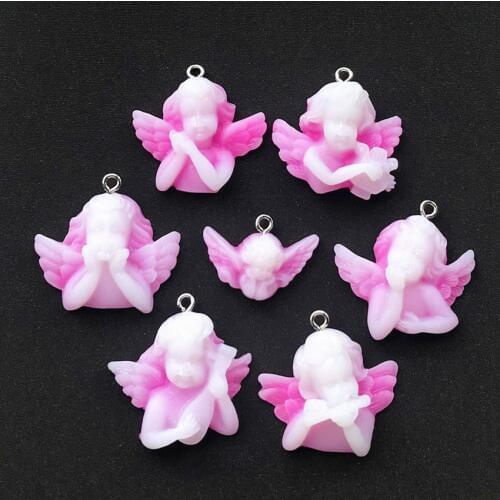 12Pcs Flat Back Resin Embellishments Angel Baroque Style Resin Cabochon Flatback DIY Jewelry Necklace Earring Accessories