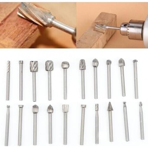 20pcs HSS Rotary Files Boule Slot with Blade on The Top Carbide Alloy Cylindrical Milling Cutter Column