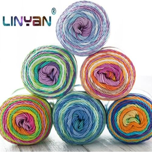 3 pcs*50g mercerized cotton weave Hand-made knit a sweater dyed mercerized Dyeing and colorful Hand Knitting Rainbow zl4