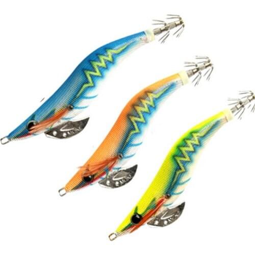 3PCS Egi 3.5# Multi-Color Luminous Shrimp Bait Offshore Angling Squid Hook Hard Fishing Lure Octopus