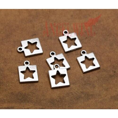 50pcs/lot--13x10mm, star chams,Antique silver plated hollow star charms,DIY supplies,Jewelry accessories