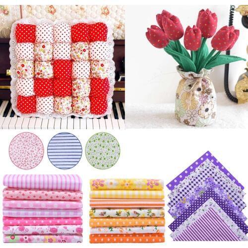 7pcs/set DIY Floral Printed Patchwork Printed Floral Cotton Fabric Cloth for Sewing Needlework Doll Flowers Handmade Accessories