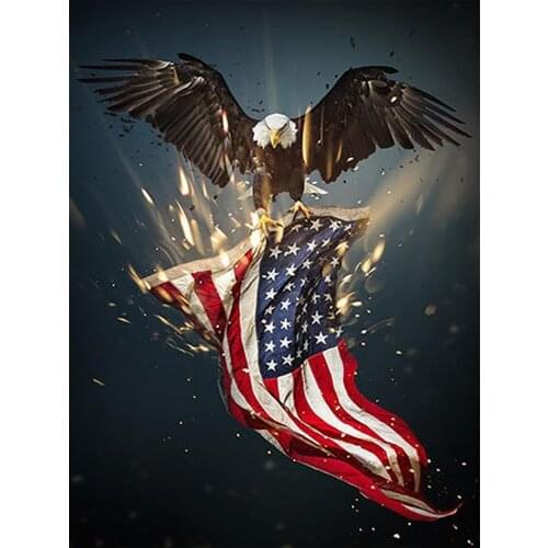 Bald Eagle Flag Animal Diamond Painting Round Full Drill Nouveaute DIY Mosaic Embroidery 5D Cross Stitch Raptor Pattern