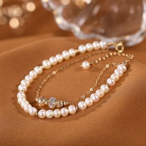 BOCAI New real pure S925 silver gold-plated natural freshwater pearl jewelry luxurious and fashionable Woman bracelet