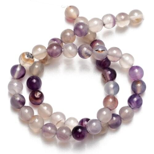 Wholesale 6 8 10 12mm Light Purple Agates Natural Stone Beads Round Loose Beads for Jewelry Making Accessories Bracelet DIY