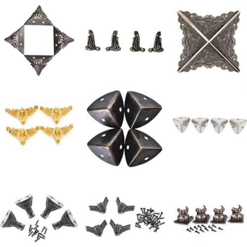 Multi Sizes 4Pcs/lot Furniture Decorative Metal Corners Jewelry Box Wood Corner Protector Antique Corner Chinese Crafts Brackets