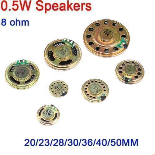 Dykb Small 8 ohm 0.5W Speakers 20/23/28/30/36/40/50MM 2CM 3CM 4CM 5CM Mini Audio Loudspeaker 8R 0.5 Watt Sound Amplifier Doorbel