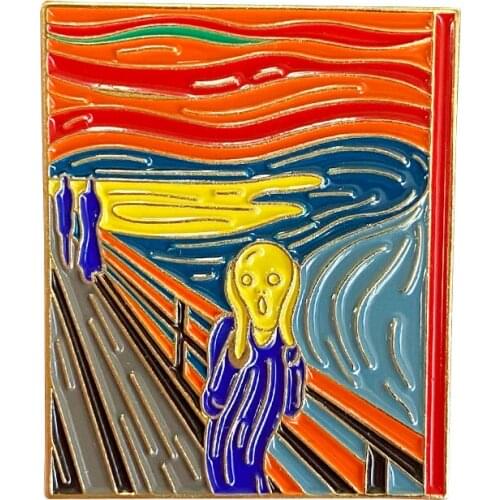Edvard Munch The Scream Enamel Pin The great painting artwork Brooch self portrait Badge Jewelry