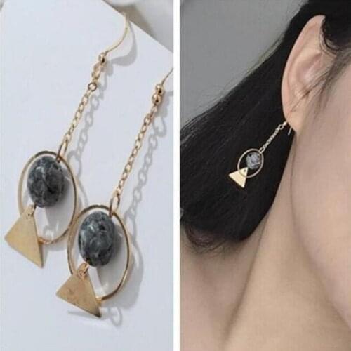 Ex297 Europe Fashion Vintage simple alloy Tassel chain Geometric circle triangular earrings trend Womens Jewelry Accessories