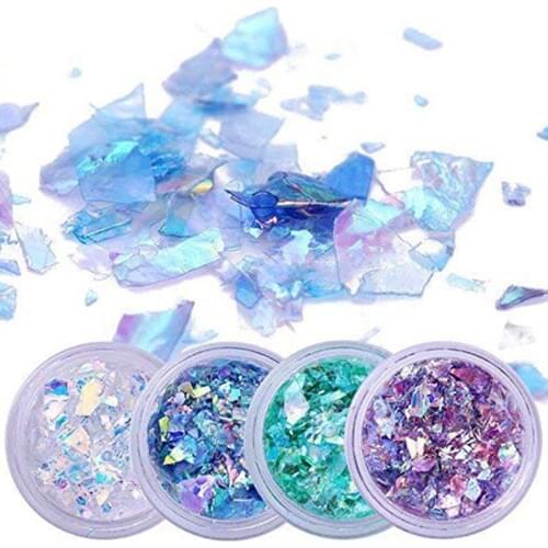 4 Colors Nail Art Foil Paper Irregular Aluminum Nail Sticker Manicure Glitter Gel Polish Nail Decoration Green Blue Purple White