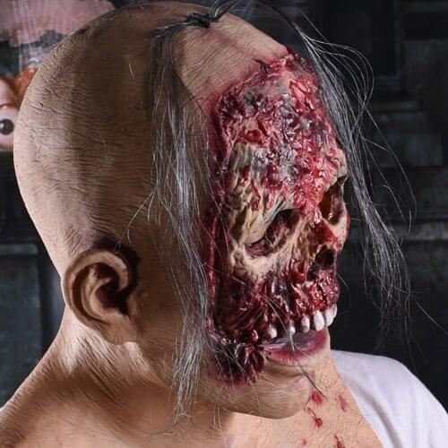 Halloween Cosplay Zombie Mask Hood Horror Rotten Face Simulation Latex Hood Haunted House Tricky Props Horror Theme Party