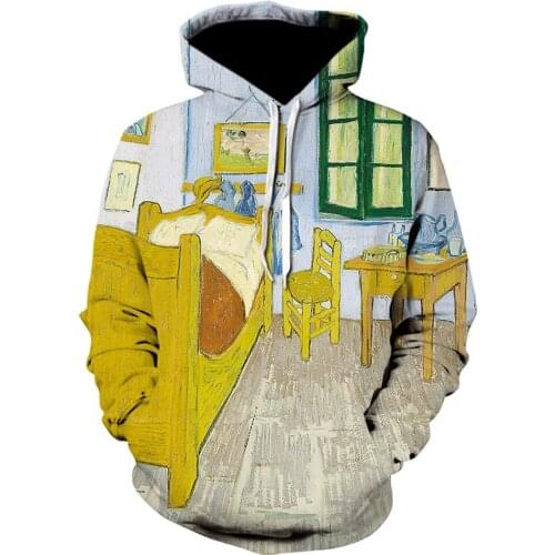 Van Gogh Yellow Table Chair Hoodies Men Women New Fashion Casual Harajuku Hip Hop Hoodie 3D Print Pullover Winter Hooded