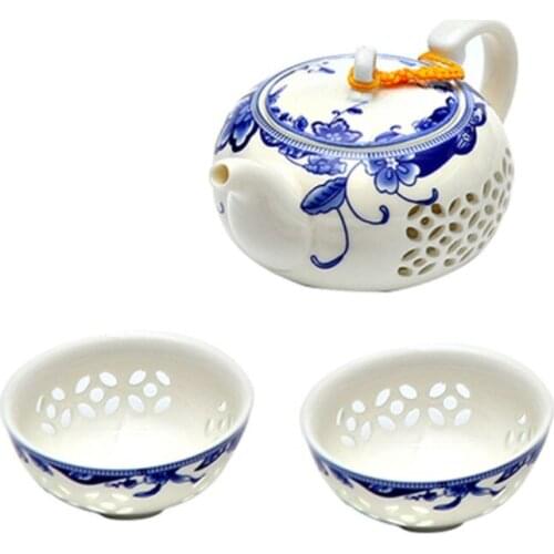 Chinese Painting White And Blue Ceramic Tea Sets With Teapot