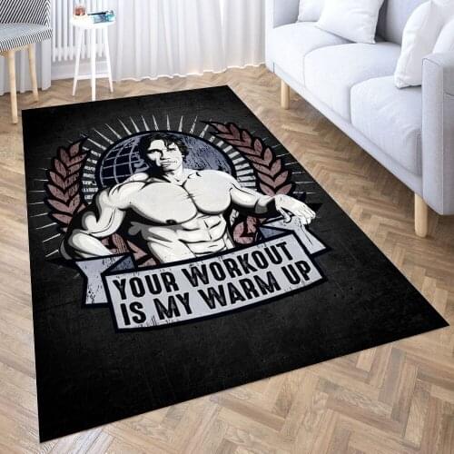 GYM Motivation Fitness Carpet for Living Room 3D Anime Cartoon Rug Gamer Teen Room Bedside Lounge Rug Kids Children Floor Mats