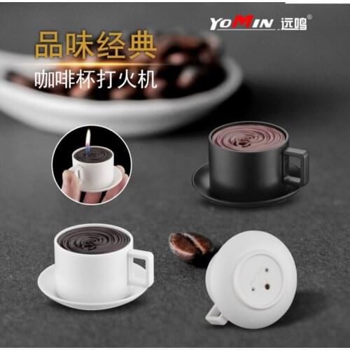 Creative mini coffee cup butane Inflatable cigarette lighter Funny smoking igniter Birthday gift Household Items （no gas
