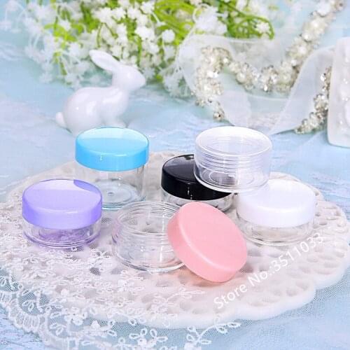 100PCS 10g Round Clear Plastic Cream Jar, Colorfull Cap Lid Box Cosmetic Powder Jar Plastic Small Jar, Empty Cosmetic Container
