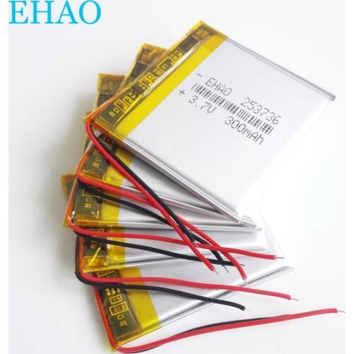 5 pcs 253736 3.7V 300mAh Lithium Polymer LiPo Rechargeable Battery cells For Mp3 GPS bluetooth electronic part