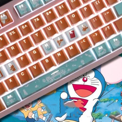 Mechanical Keyboard Keycap OEM Height 108 Key Animation Doraemon Keycap PBT Sublimation Keyboard Caps Bottom of Cross Shaft