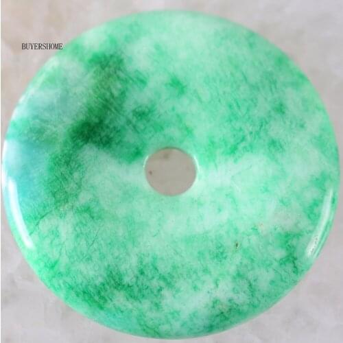 Fashion Jewelry 50MM Round Natural Green Jad Pendant 1Pcs K290