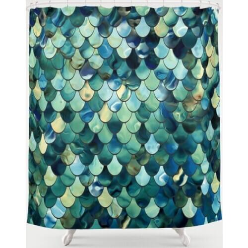 Mermaid Sea Green Ocean Blue Shower Curtain Waterproof Polyester Fabric 72 x 78 inches Set with Hook Nordic Bathroom Curtain