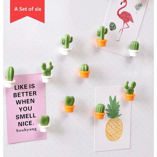 A Set Of Fridge Magnet Cactus Refrigerator Magnets Originality Home Kitchen Decor Green Plant Brief Cute Decoration Stickers