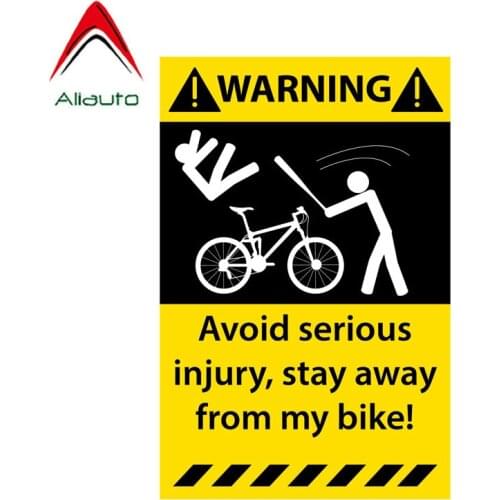 Aliauto Funny Car Sticker Warning Avoid Serious Injury Stay Away From My Bike Personality Decal Accessories PVC,12cm*7cm