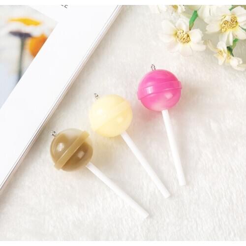 6pcs DIY earring charms Gradient colors resin candy lollipop For Necklace Keychain Pendant DIY Making Accessories
