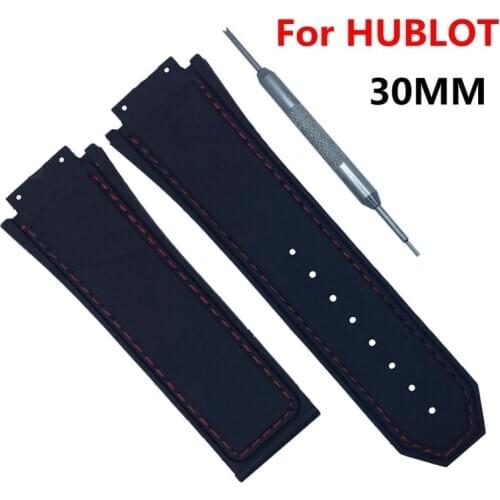 30mm Silicone Rubber Watch Strap Black Wristband Replacement Strap Waterproof Sport Band Without Buckle With Watch Accessories