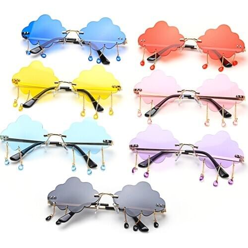 Fashion Clouds Tassel Rimless Sunglasses Retro Steampunk Sunglasses Shades UV400 Trendy Men Women Glasses