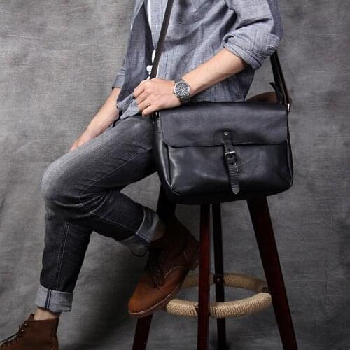 Genuine Leather Men Bag Casual Business Man Shoulder Crossbody Bags Cowhide Large Capacity Top Layer Leather Travel Message Bag