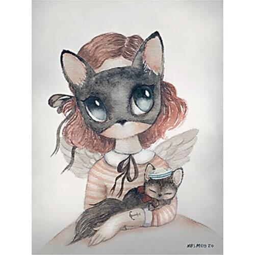 Rabbit Boy And Girls Cartoon Angel Printed Fabric 11CT Cross-Stitch Embroidery Set DMC Threads Craft Handiwork Package